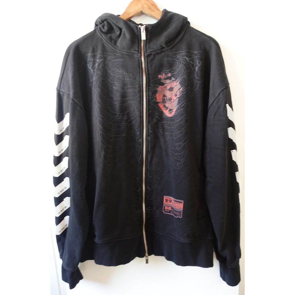 Matrix Fire Hoodie Mens Large Zip Up 1% Human Co-Creation Techwear Cyberpunk